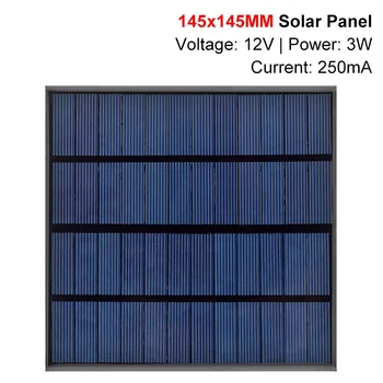 TZT 12V 250mA 3W Painel Solar Policristalino 145*145MM Mini Sunpower Sistema Solar DIY para a Bateria Carregador de Telefone Celular