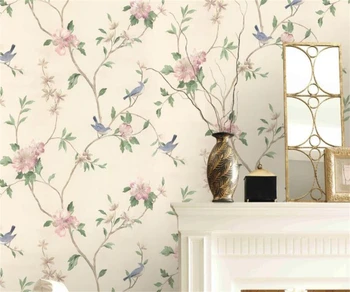 Personalizado Novo piso em azulejo Retro Europeia pintados à mão, flores e aves de azulejos de padrão de Auto-adesivas de papel de parede mural na parede do fundo