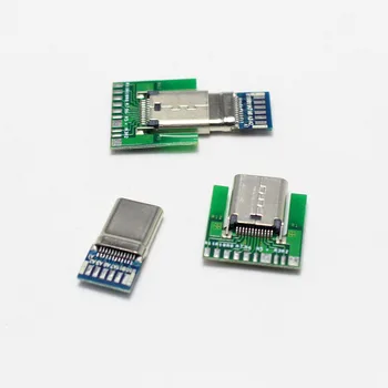 1set 24pin USB-USB C 3.1 Tipo C homens e mulheres Plug & jack Conector de MERGULHO de Solda Tipo com Placa de PC DIY