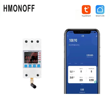 HMONOFF 63A wi-FI Smart Switch TUYA Medidor de Energia Kwh de Medição Disjuntor de Circuito Temporizador Com a Tensão de Corrente E Proteção contra Vazamento