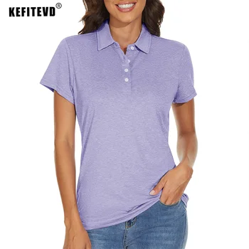 KEFITEVD Verão Polo T-shirts Mulheres Lapela Gola Manga Curta T-Shirt Leve Umidade Wicking e campos de Ténis, Camisas Polo