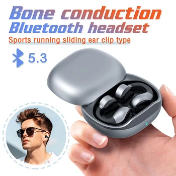 Fones de ouvido sem fio Bluetooth 5.3 Fones de Ouvido, Clip Jogo de Esportes de Música de Cancelamento de Ruído Fones de ouvido Auricular mãos-livres Mic HD Chamada