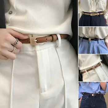 Moda Design De Luxo Casual Calças Vintage Vestido De Correias De Couro, Cinto De Fivela De Metal Na Cintura Fina Cintura Correia