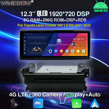 QLED 1920*720 Carplay Android 13.0 8G+256G Jogador do Carro DVD GPS WIFI Bluetooth Rádio Para Toyota Land Cruiser 300 LC300 2021 2022