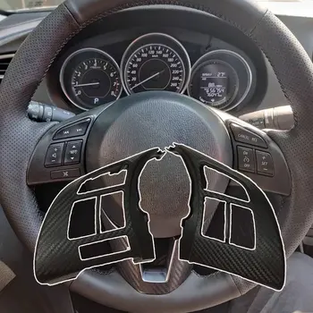 De Fibra de carbono, Volante Botão do Interruptor Tampa do Painel de Guarnição de Interiores Quadro Decoração de Estilo Carro Para Mazda CX-5 CX5 de 2012 a 2016