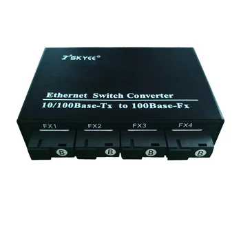 TSKYEE TY-CX04G-4DA da Categoria Comercial de 100M 4 Óptico de 4 Eléctrica Eptical Transceptor de Fibra,Fibra Ethernet Media Converter