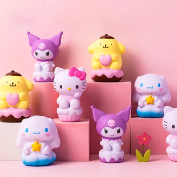 Kawaii Sanrio Anime Figuras De Ação Hello Kitty Cinnamoroll Kuromi Alívio Do Estresse Bonecas Descompactar Boneca De Ventilação Bola Artefato Brinquedos