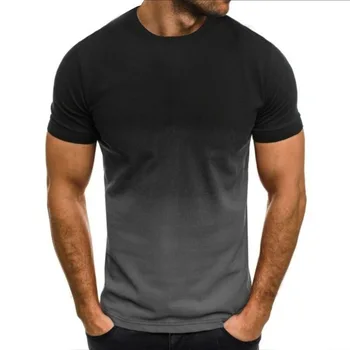 2023 Verão Homens T-Shirt 3D O Pescoço Preto Branco Cor do Contraste de grandes dimensões Roupa Casual Diário Superior de Streetwear de Manga Curta T
