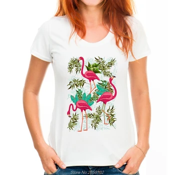 Mulheres De Verão, Novidade Flamingos Cor De Rosa Pássaros Exóticos De Design De T-Shirt Vintage Hot Tops De Vendas De Camisetas De Harajuku