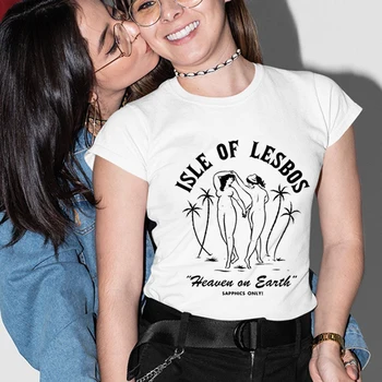 LGBT Roupas ILHA DE LESBOS Casal de Lésbicas arco-íris Presente para o Mês do Orgulho de T-Shirts Gay Amantes Casais Camiseta Correspondentes Y2k Tops