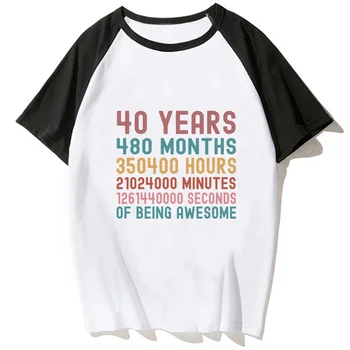 40 Ans 40 Anos de Aniversário Tee mulheres quadrinhos Y2K streetwear t-shirts menina gráfico roupas