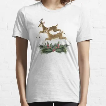 inverno veado // padrão de repetição de T-Shirt de roupas femininas funny t-shirts para mulheres