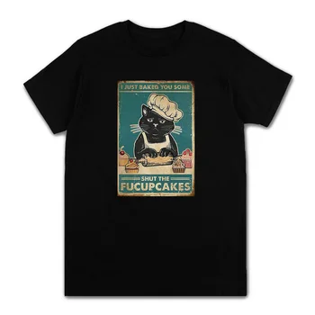 Vintage Black Cat Impressão Tshirt Homens Casual De Verão Do Algodão Gráfica Tees Harajuku Kawaii Manga Curta