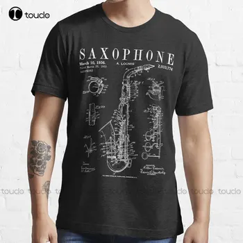 Saxofone Velho Do Vintage Patente De Desenho De Impressão Tendência De T-Shirt Personalizada Aldult Adolescente Unissex Digital De Impressão De Camisetas De Presente Personalizado
