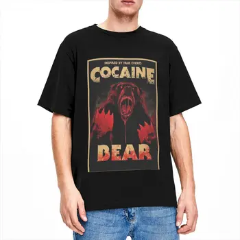 Homens Mulheres Camisa De Cocaína Urso Filme Merch Casual Puro Algodão De Manga Curta T-Shirt Gola Roupas Impresso