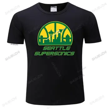 homem de pescoço tripulação teeshirt nova camiseta de algodão homens de Seattle Supersonics T-shirt modal de Moda de t-shirt homens novos de alta qualidade Streetwear