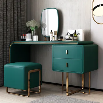 couro de mercúrio de alta definição espelho prática de luxo, cosméticos simples quarto moderno e de boa qualidade apartamento penteadeira