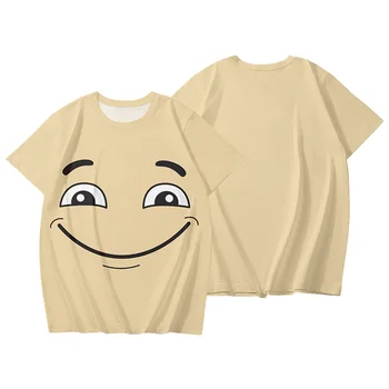 A Expressão Facial de Um Mau Sorriso Emoticon T-shirts Homens/mulheres Cartoon Aldult Camisetas Quatro Estações do ano T-Shirts da Moda Kawaii/Bonito SOLTO
