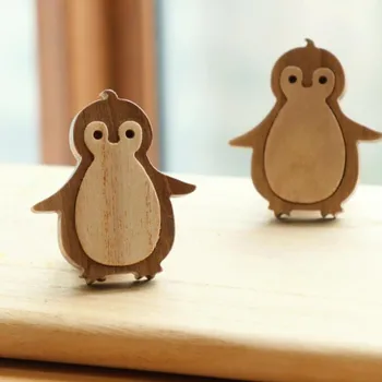 Móveis de Madeira maciça do Punho da Gaveta de Botões de desenhos animados Penguin Forma Puxadores para Porta de Armário Roupeiro Puxa o Casaco E o Chapéu de Gancho