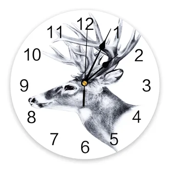 Animal Veado Desenhados a Mão de PVC de Parede Relógio de Design Moderno, Decoração Sala de estar Relógio de Parede em Casa Decore Relógio Digital de Parede