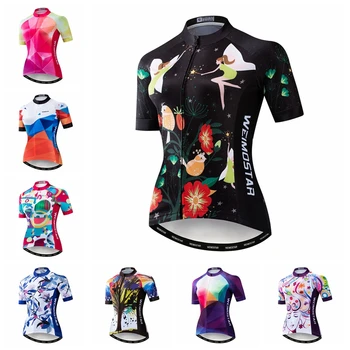 2019 Weimostar Ciclismo Jersey mulheres Moto Camisas femininas estrada MTB bicicleta camisa de Manga Curta maillot Meninas Corrida tops respirável