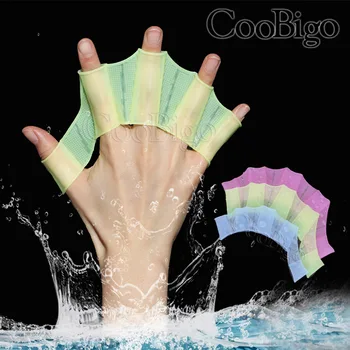 1Pair Mão Dedo Fin de Aprendizagem de Natação Dedo Desgaste Mão Web Nadadeiras Formação Luvas de Mergulho de Piscina Remos Acessórios para piscinas