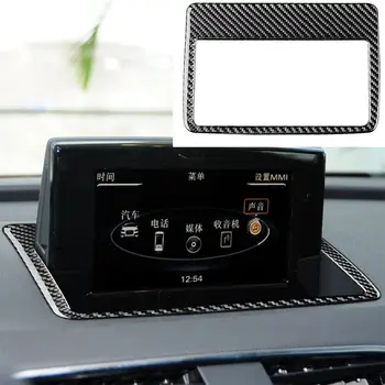 Carro de Painel de Navegação Etiqueta Auto exposição de GPS Quadro Decorativo Guarnição Tampa de Fibra de Carbono Acessórios Para Audi Q3 2014-2018