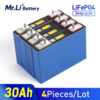 Mr. Li 4PCS LiFePO4 Bateria de Célula 3.2 V 30Ah de Lítio de Fosfato de Ferro de Profunda Ciclos Para Diy 12V a 24V, 36V 48V de Energia Eólica, Sistema de RV de Carro