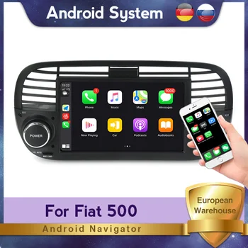 O Android, Sistema de auto-Rádio de Vídeo Estéreo Para Fiat 500 GPS de Navegação Multimédia de Suporte ao Jogador Carplay BT Tela do Espelho ADAS DVR