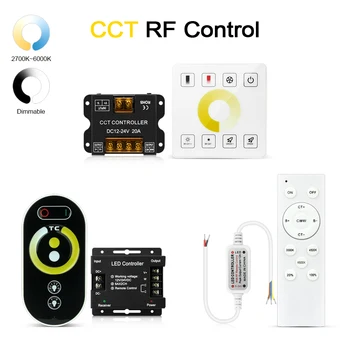 RF CCT Redutor do Controlador de 12V 24V DC Para CCT Led Strip 2700K-6000K Ajustável RF Remoto Controle do Painel de Toque Dimmable CCT Dimmer