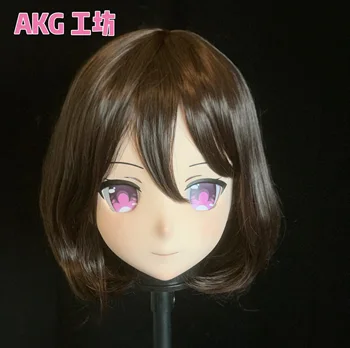 (AL36)Personalizar o Personagem Feminino/Menina Resina Full/Half Cabeça Com Bloqueio de Anime Cosplay Japonês Animego Kigurumi Máscara