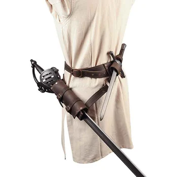 Medieval Viking Cavaleiro da Espada do Cinto de Cintura Bainha de Couro PU-Espada LARP Florete Punhal Titular Cosplay Guerreiro Samurai Homens de Combate