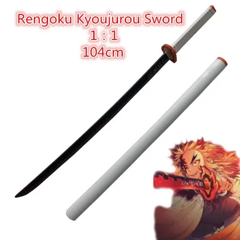 1:1 Kimetsu não Yaiba Espada Arma Demon Slayer Rengoku Kyoujurou Cosplay Espada Anime Ninja Faca PU brinquedo 104cm