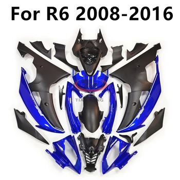 Para a Yamaha YZF600 R6 2008-2009-2010-2011-2012-2014-2015-2016 Carenagem Integral Kit Azul Preto 2013 Ano de Gravura Carroçaria, sistema de arrefecimento