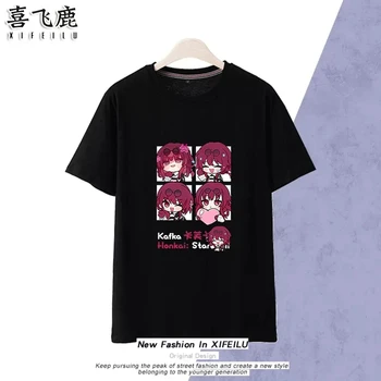 Anime Honkai: Estrela Ferroviário De Kafka T-Shirt, Calções De Cosplay Traje De Estudante Verão Unisex Solta Haori Camisa Colete Tops