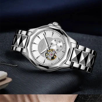 ESOPO Marca de relógios Mecânicos de Luxo do Aço de Tungstênio da Safira Militar de relógio de Pulso Automático Impermeável Relógio para Homens Reloj Hombre