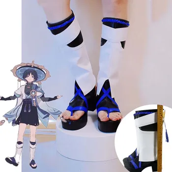 Andarilho Cosplay Genshin impacto Scaramouche Botas de Cosplay traje Prop Andarilho Scaramouche Sapatos Brancos de Halloween