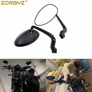 ZORBYZ 2x de Moto Preto / Metal Cromado L-bar Oval Retrovisor Lado do Espelho Para a Honda, Suzuki motos de estrada e Café Racer Personalizado