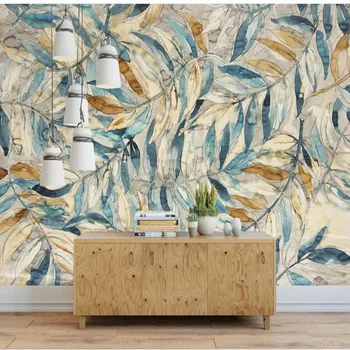 Papel de parede papel de parede Personalizado Nórdicos bela folha de sala de estar, quarto de estudo de plano de fundo de parede decoração pintura mural