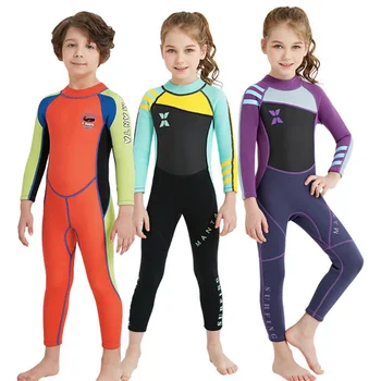 Crianças de Uma peça de traje de Mergulho de 2,5 mm de Neoprene Roupa de Menino Menina Mangas compridas, Manter-se Aquecido traje de banho de Natação Para Surf Mergulho