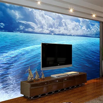 wellyu Personalizado grandes murais, decoração de fundo da fotografia de paisagem do mar azul office hotel de ferramentas na parede do fundo
