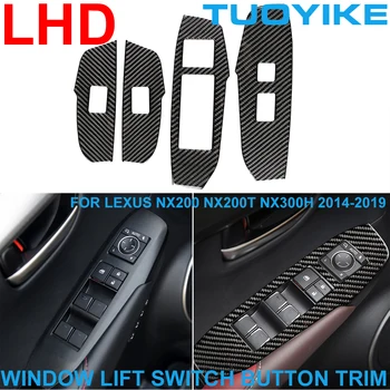 LHD RHD Estilo Carro de Fibra de Carbono Janela Interruptor com Botão Moldura Tampa Guarnição Adesivo Para LEXUS NX200 NX200T NX300H 2014-2019