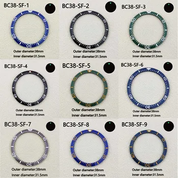 38mm bisel de cerâmica anel de embutimento C3 brilho verde adequado para a precisão SPB185 SPB187 caso relógio de bezel peças de reposição