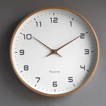 Nordic Madeira Maciça Relógio De Parede Sala De Estar Do Agregado Familiar Relógio Decoração De Silêncio Do Relógio Japonês Moderno Da Luz De Luxo Criativo Relógio