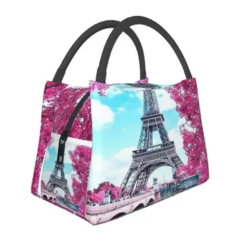 Torre Eiffel Paris Floral Resuable Caixa De Almoço Romântico Térmica Cooler Alimentos Saco De Almoço Isolados De Viagens De Trabalho Pinic Recipiente