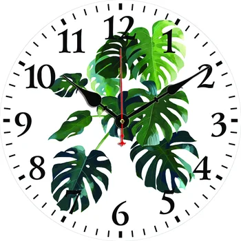 Tartaruga Verde Folha Plantas Relógio De Parede Redondo Silêncio Relógios De Parede Carfts Arte De Decoração Para A Casa Quarto Sala Decoração Do Escritório
