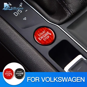 Real de Fibra de Carbono, Motor de arranque Etiqueta Botão para a Volkswagen VW Lamando Teramont Sagitar Tiguan L Phideon Bora Passat Touran
