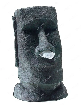 Lenço De Papel Caixa De Recipiente De Resina Eco-Friendly Moai Da Ilha De Páscoa Pedra Carro Titular De Tecido Figura Toalhetes Guardanapo Caso De Papel Higiênico