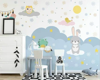 beibehang Personalizar papel de pared new Nordic pintados à mão nuvem de animais para crianças, quarto de toda a casa de fundo papel de parede