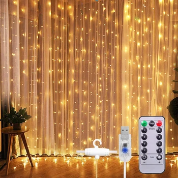 3M LED USB Cortina de Luzes de Fadas Guirlanda de Natal Luzes da corda LED Luzes de Festa Jardim, Casa de Casamento de Natal Decoração de Dropship